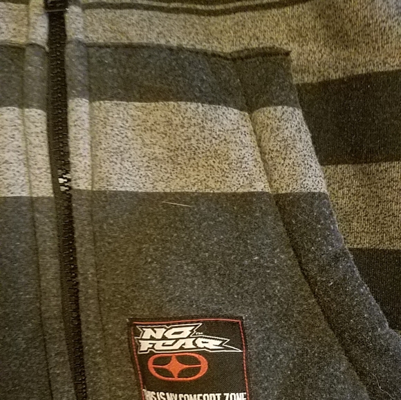-NO FEAR FLEECE HOODIE GRAY CHARCOAL WARM UP JACKET S/P - Picture 4 of 4